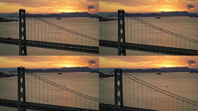 旧金山湾日落美景-航拍