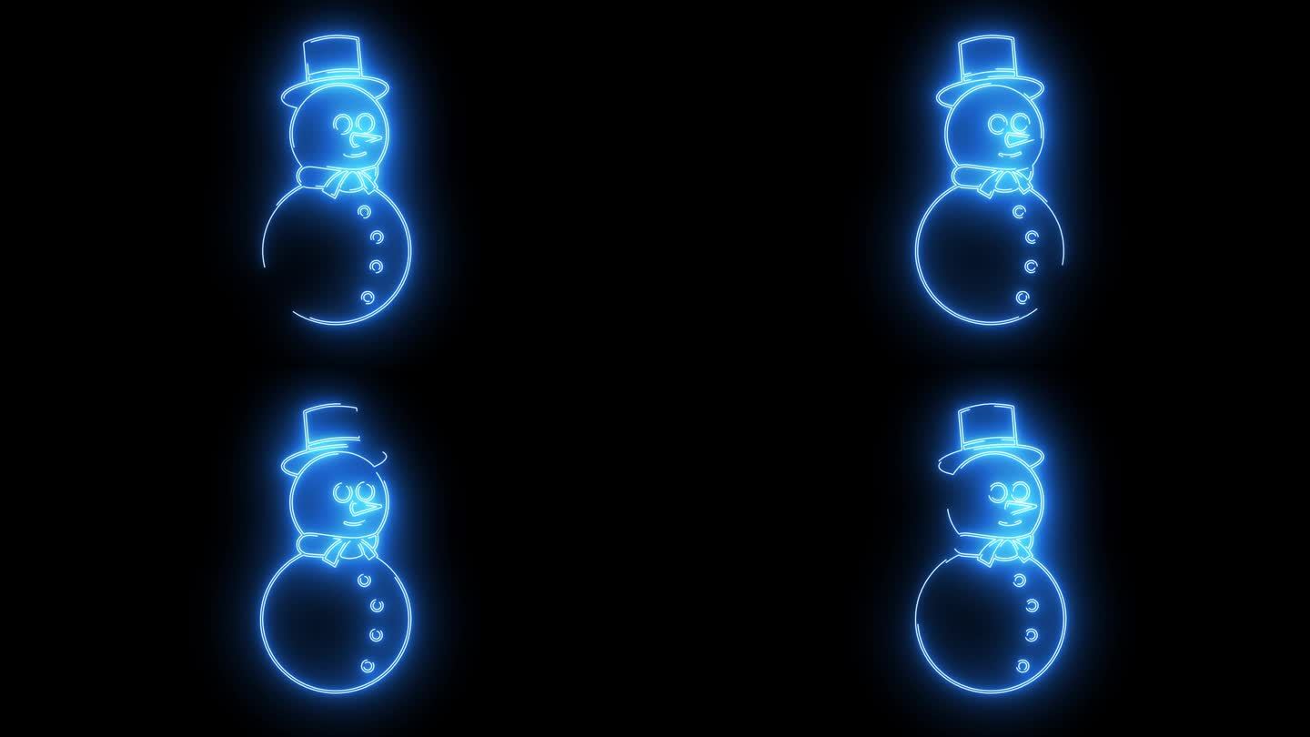 动画雪人标尺图标与霓虹军刀的效果