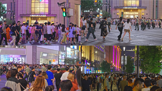【4K】上海南京东路拉链式人墙