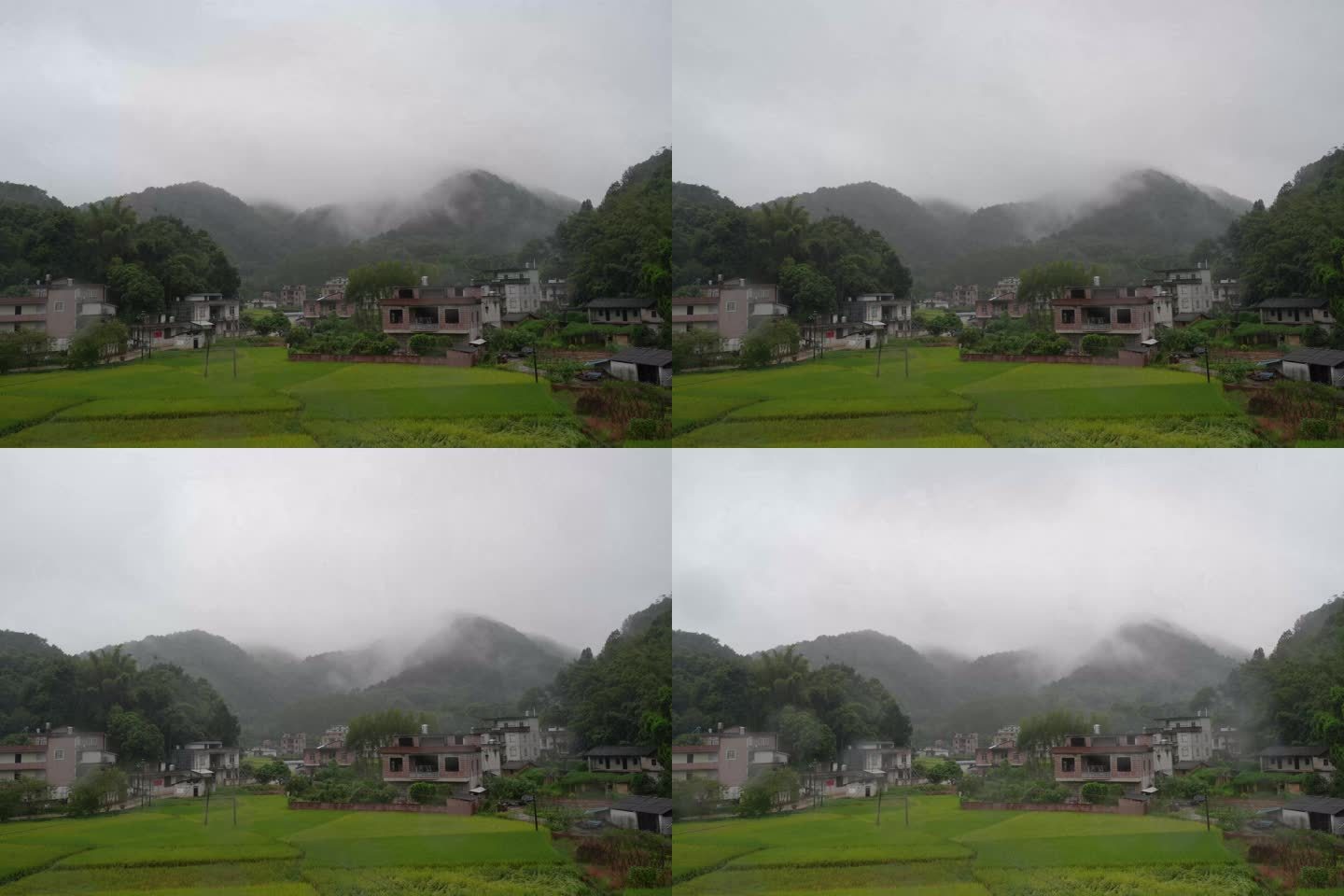 8K延时拍摄南方农村早晨秋雨后飘逸的云雾
