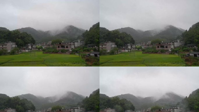 8K延时拍摄南方农村早晨秋雨后飘逸的云雾