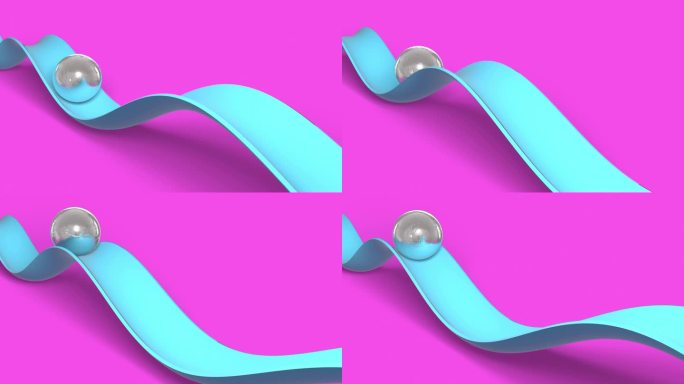 可循环的三维渲染动画球滑动波线在色度键表面。无缝循环3d动画。4k超高清分辨率。