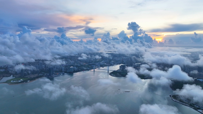 （穿云）海口城市大景穿云