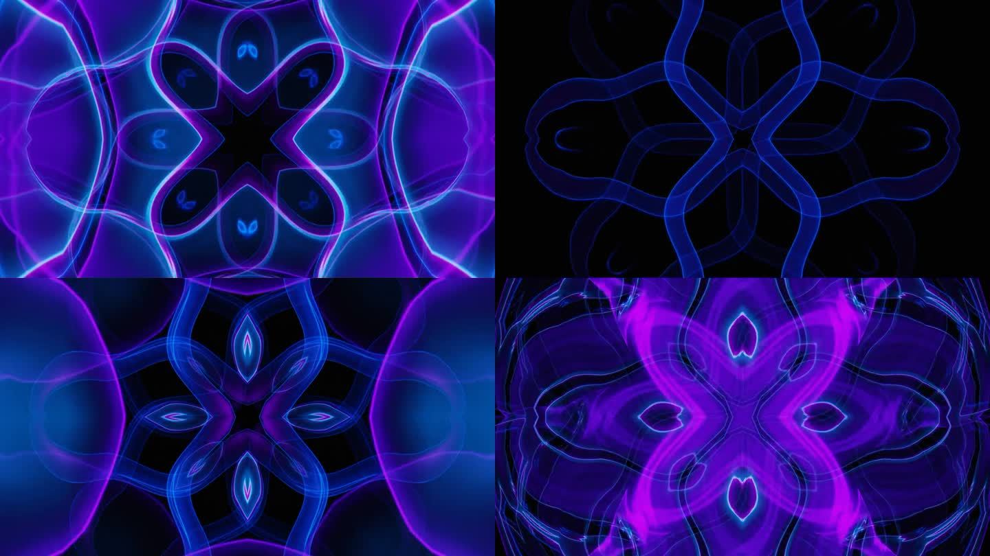 紫色和蓝色闪烁霓虹曲线波vj循环动画