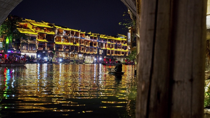 凤凰古城洪桥沱江夜景44