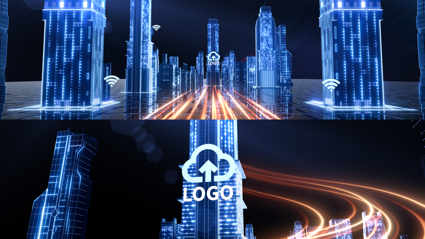 科技智慧城市穿梭LOGO模板