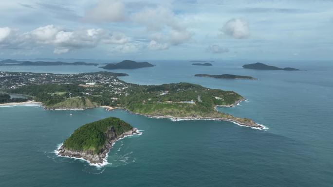 航拍东南亚泰国普吉岛蓬贴角和周边岛屿风光