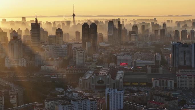 哈尔滨城市航拍全景