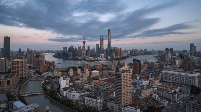 上海 陆家嘴 日转夜延时 苏河湾 黄浦江