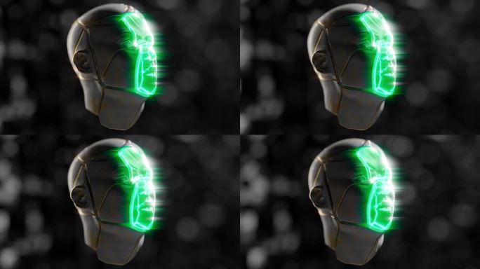 3D动画中用绿色显示的破碎人脸