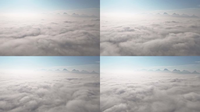 航拍视觉上升到流云面云海翻涌