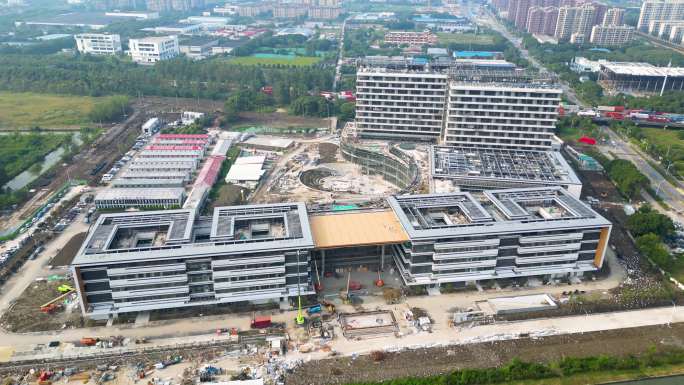 上海市中医医院嘉定新园建设中延时航拍