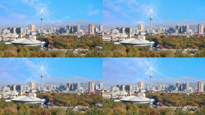科技智慧城市信号塔基站科技线包装大数据
