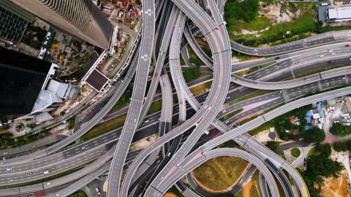无人机拍摄的马来西亚吉隆坡多车道高速公路