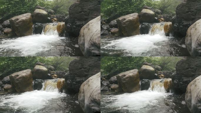 夏日山泉流水大自然小溪空镜头