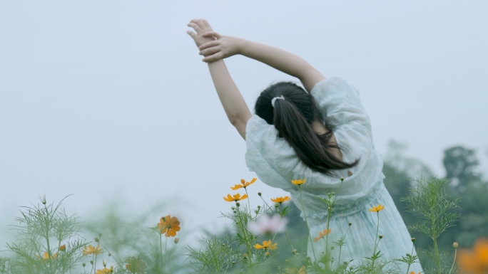 唯美清新花海文艺女孩