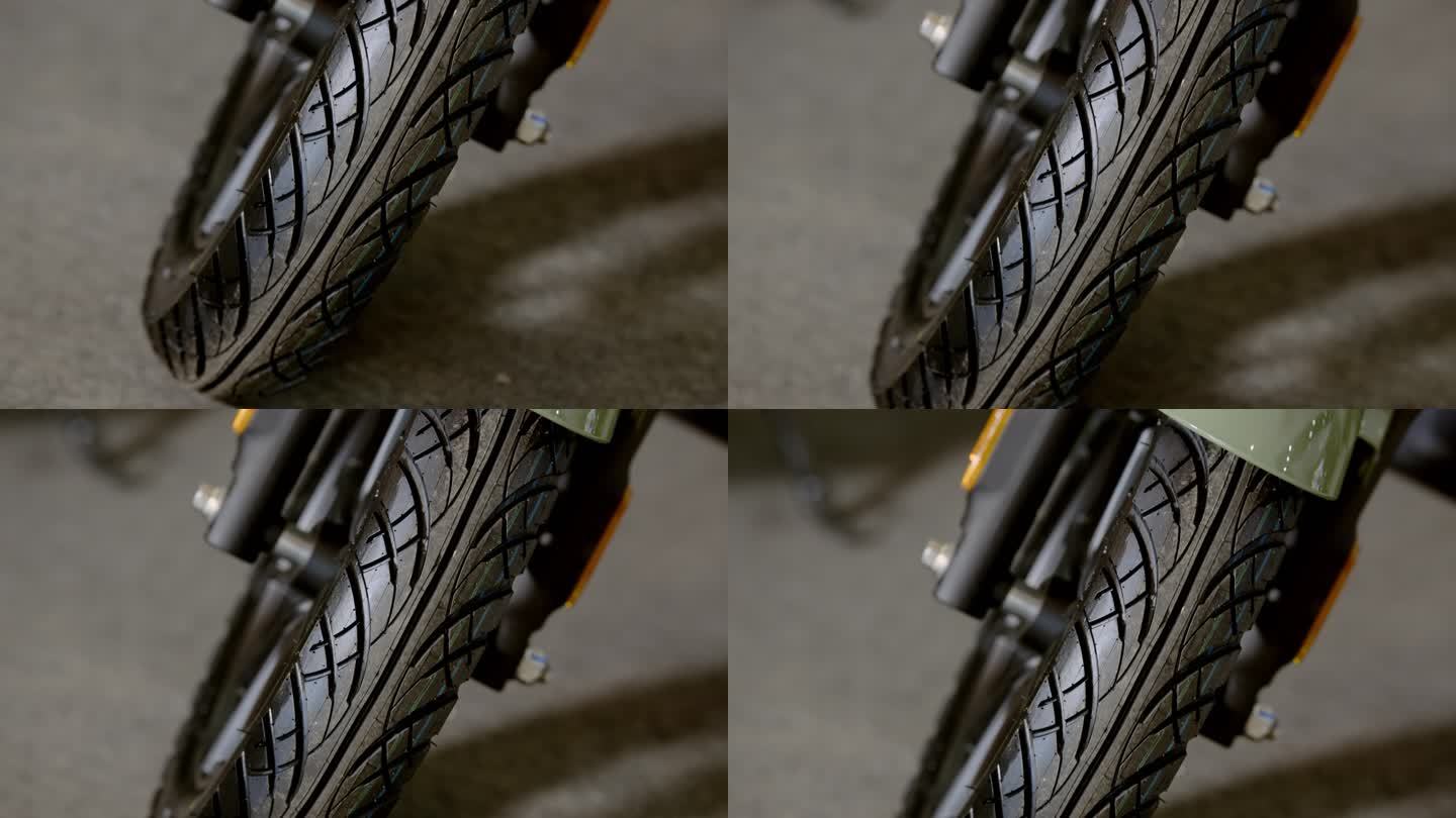 4K高清 电动自行车 车轮胎特写