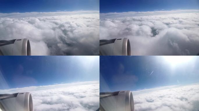 云在飞机下面快速移动