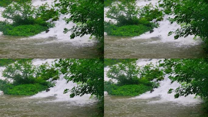 河流夏季洪水强降雨地质灾害山洪咆哮抗洪