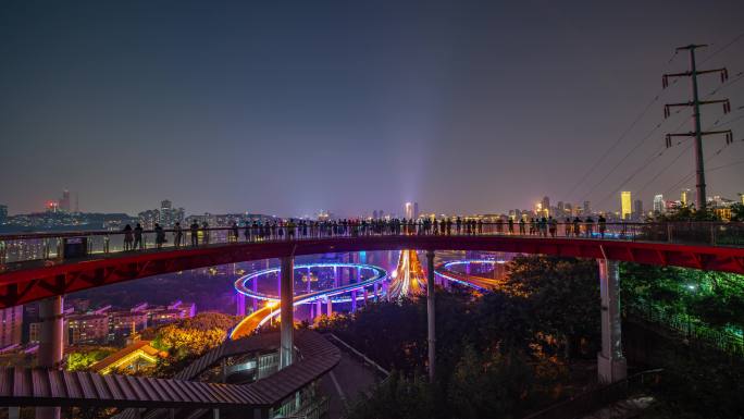 重庆菜园坝大桥夜景延时摄影