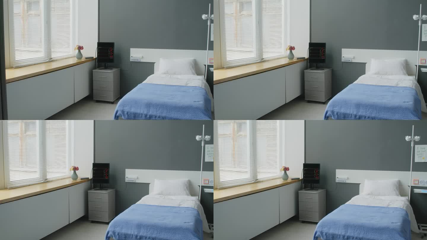 带床和床头柜的现代医院病房