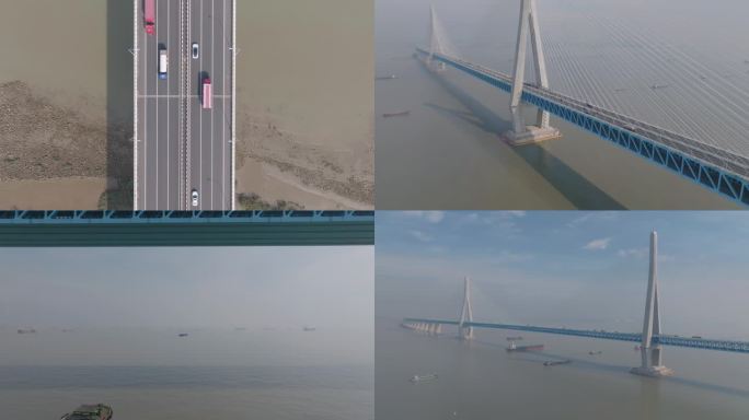 沪苏通长江公铁大桥4k航拍