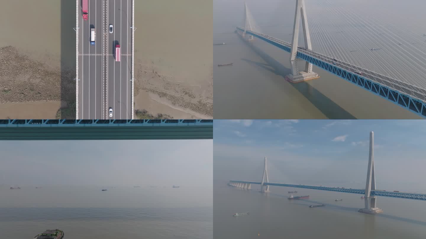 沪苏通长江公铁大桥4k航拍