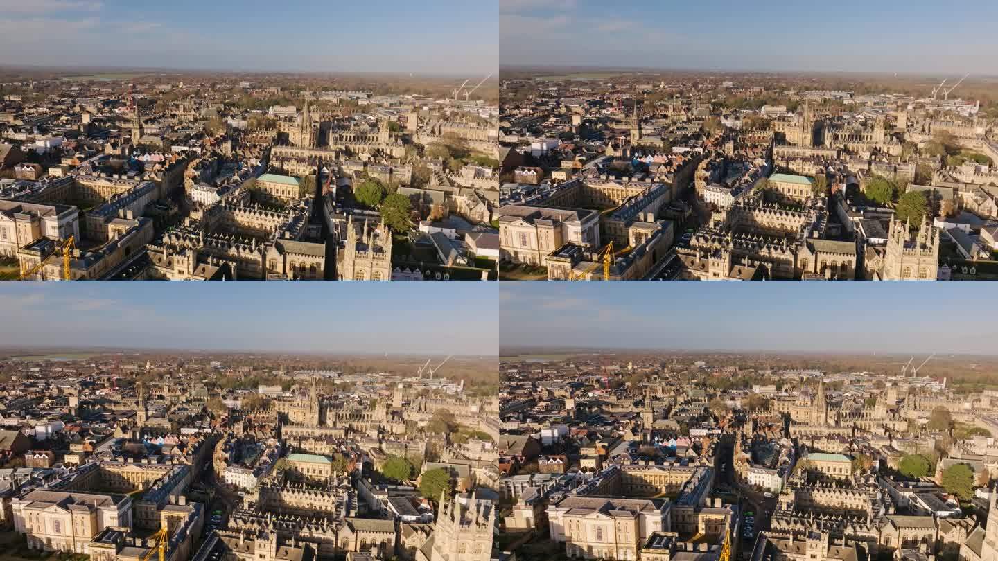 冬季的牛津城市鸟瞰图