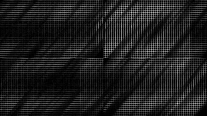 摘要动态黑白网格背景，对角线运动波暗背景