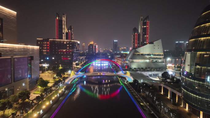 航拍宁波东部新城延时摄影夜景阪急车流延时