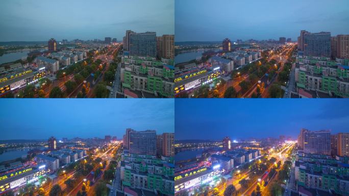 眉山市东坡城区远景楼夜景延时摄影
