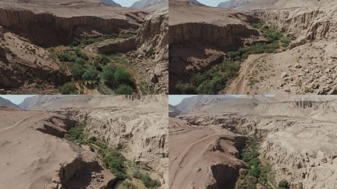吐鲁番火焰山吐峪沟峡谷水土流失荒漠化地貌