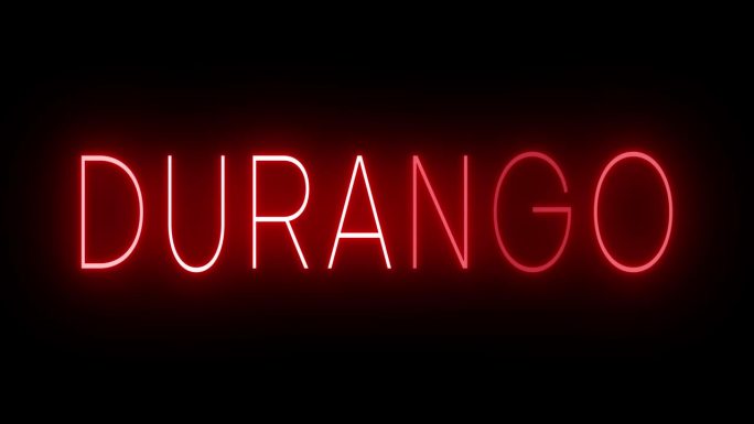 发光和闪烁的红色复古霓虹灯标志杜兰戈
