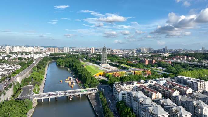 南京大报恩寺遗址公园和大报恩寺航拍风光