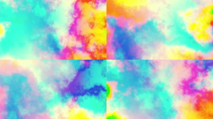无缝抽象迷幻波背景循环播放。4 k的视频。多云星云背景。自然复古色彩。