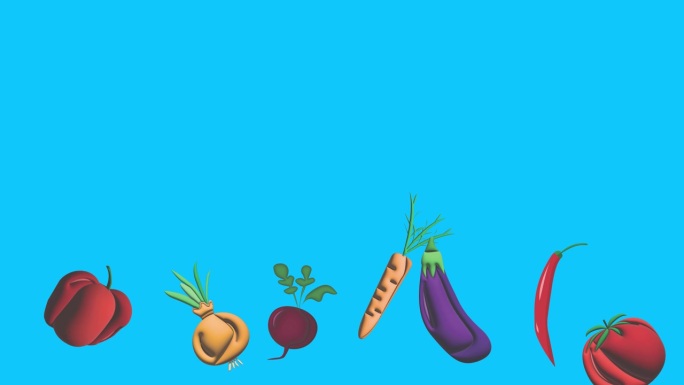 蔬菜动画上蓝屏色度键，图形元素源