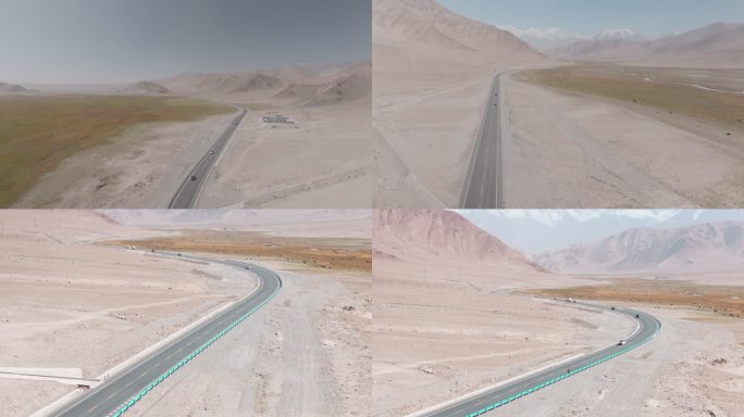 4k-航拍新疆戈壁公路