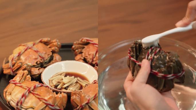 清蒸大闸蟹烹饪教程竖屏短视频视频素材