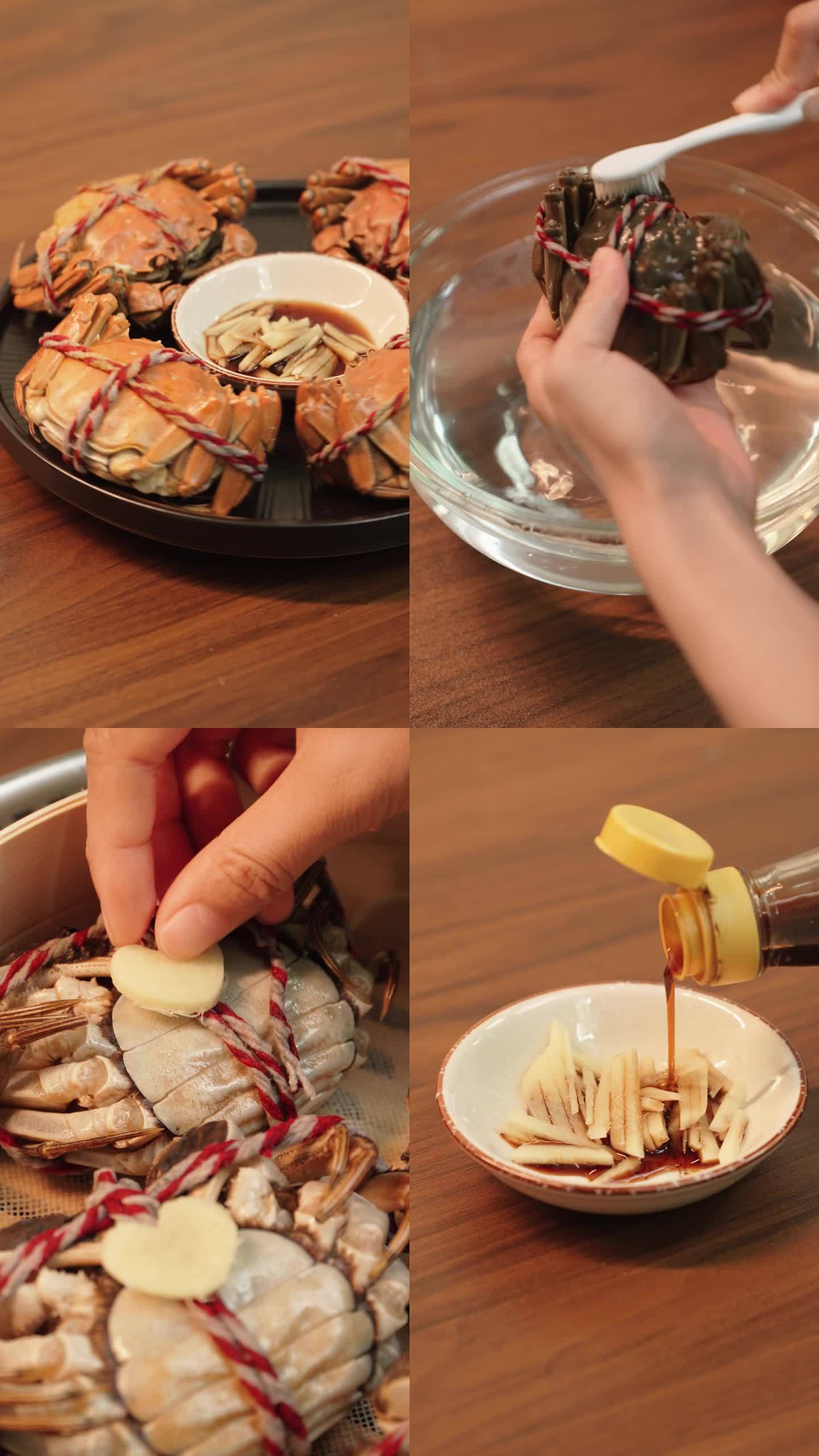 清蒸大闸蟹烹饪教程竖屏短视频视频素材
