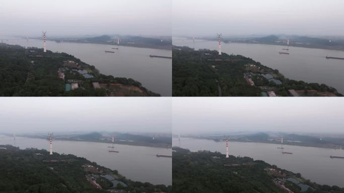 武汉江夏跨江电缆航拍