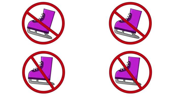 禁止图标和溜冰鞋图标的动画视频