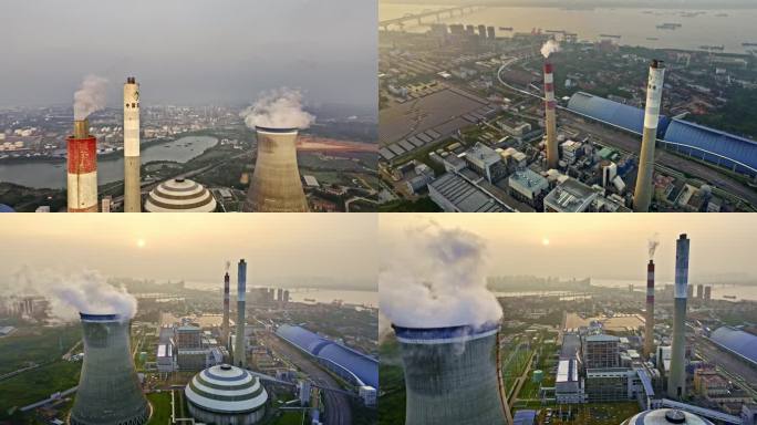 中国国电厂房 大烟囱 能源企业 空气污染