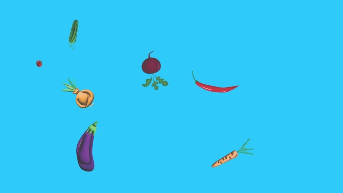 蔬菜动画上蓝屏色度键，图形元素源