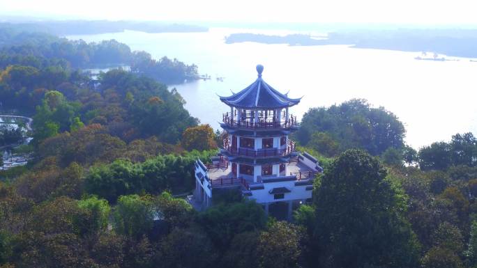 南湾晴南湾湖航拍大景鸟瞰湿地湖景