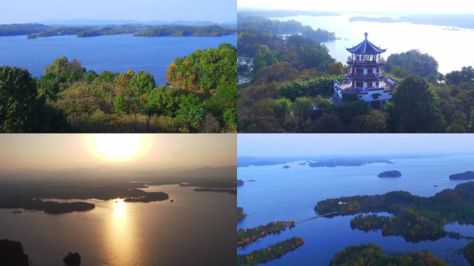 南湾晴南湾湖航拍大景鸟瞰湿地湖景