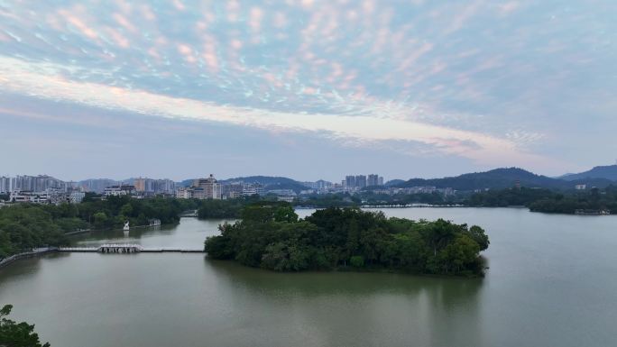 航拍广东惠州旅游5A级惠州西湖景区湖景