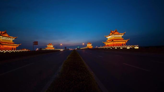 眉山市高速路口夜景延时摄影