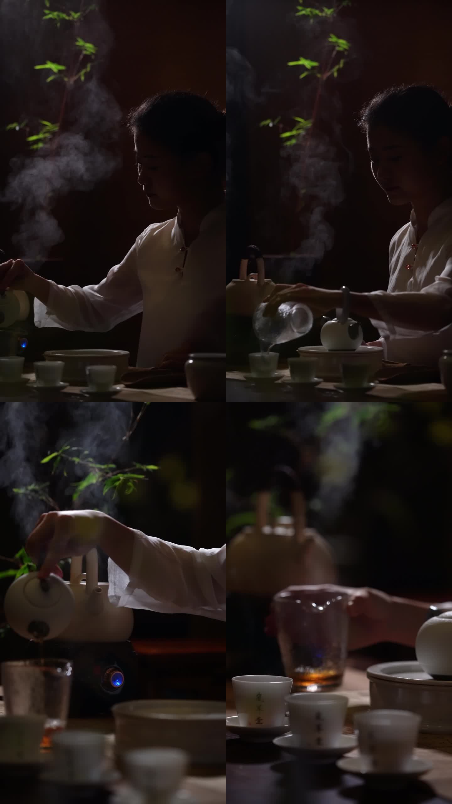美女茶艺师茶室标准专业泡茶竖屏视频素材