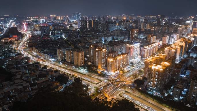 泉州城市交通 晚高峰 夜景 延时