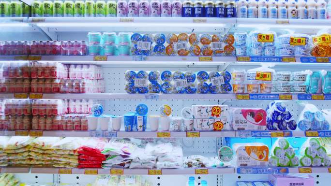 4K超市卖场货柜货饮品饮料乳品酸奶